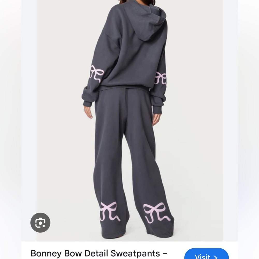 Edikted Bonney Bow Detail jogger hoodie pants sz small